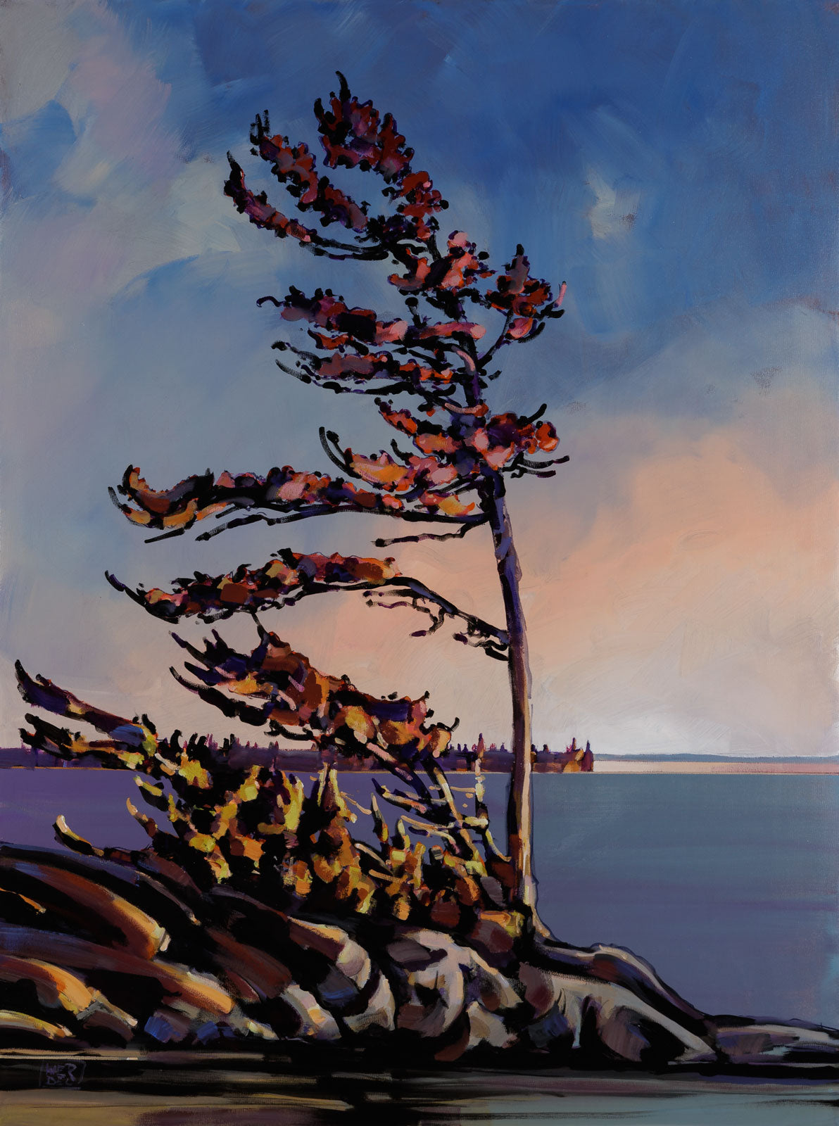 Jerzy Werbel, "The Wind's Fierce," acrylic on canvas, 47 x 36 in, contemporary landscape painting, unframed canvas