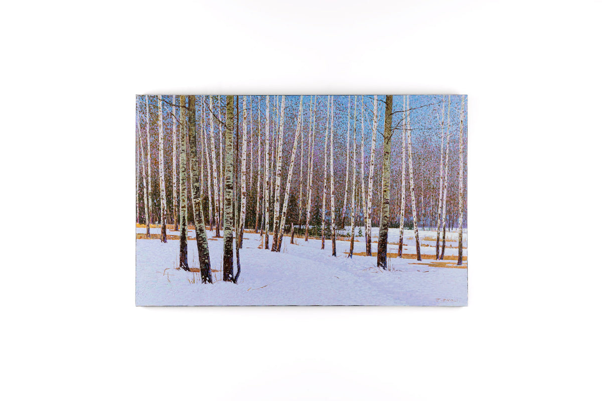 Jack Zhou, "Snowy Scenery V," full view, oil on canvas, 32 x 50 in