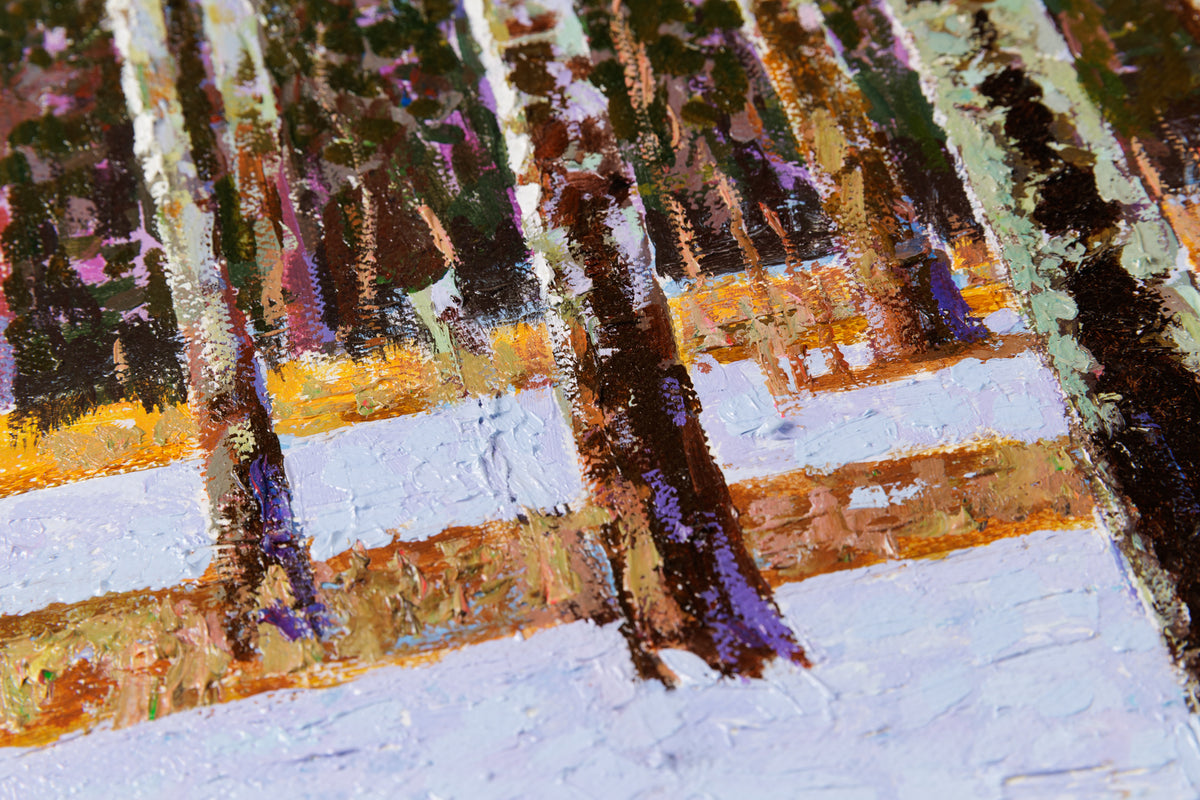 Jack Zhou, "Snowy Scenery V," detail 3, oil on canvas