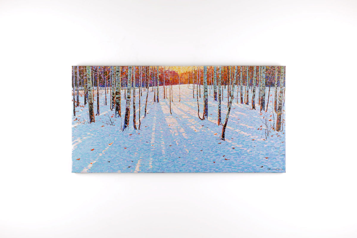 Jack Zhou, "Snowy Scenery IV," full view, oil on canvas, 30 x 60 in