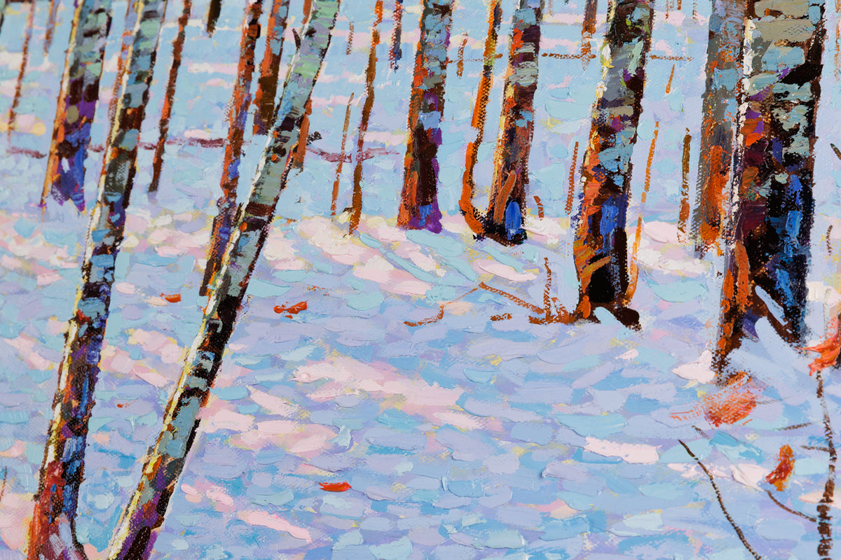 Jack Zhou, "Snowy Scenery IV," detail 3, oil on canvas