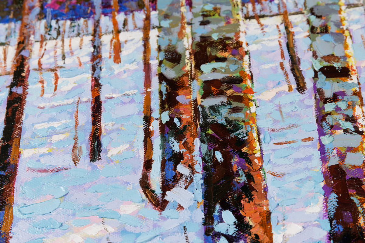 Jack Zhou, "Snowy Scenery IV," detail 2, oil on canvas