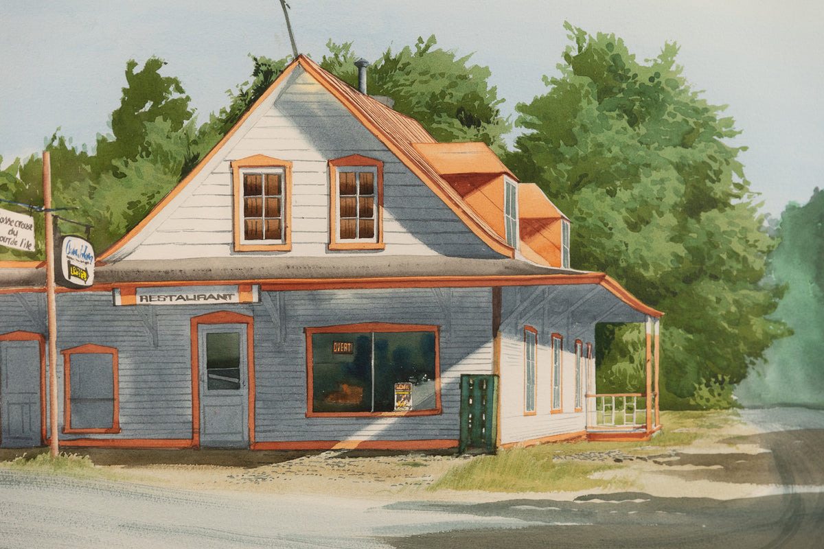 Jack Reid, "Restaurant," detail view, watercolour on paper