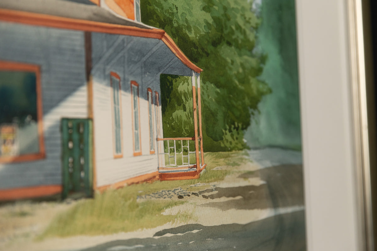 Jack Reid, "Restaurant," detail view, watercolour on paper