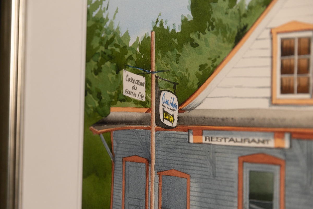 Jack Reid, "Restaurant," detail view, watercolour on paper