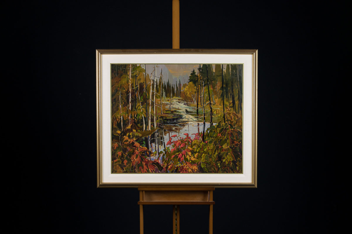 Jacques Poirier, "Russeau D'Automne," oil on canvas, 30 x 36 in, traditional landscape painting, framed