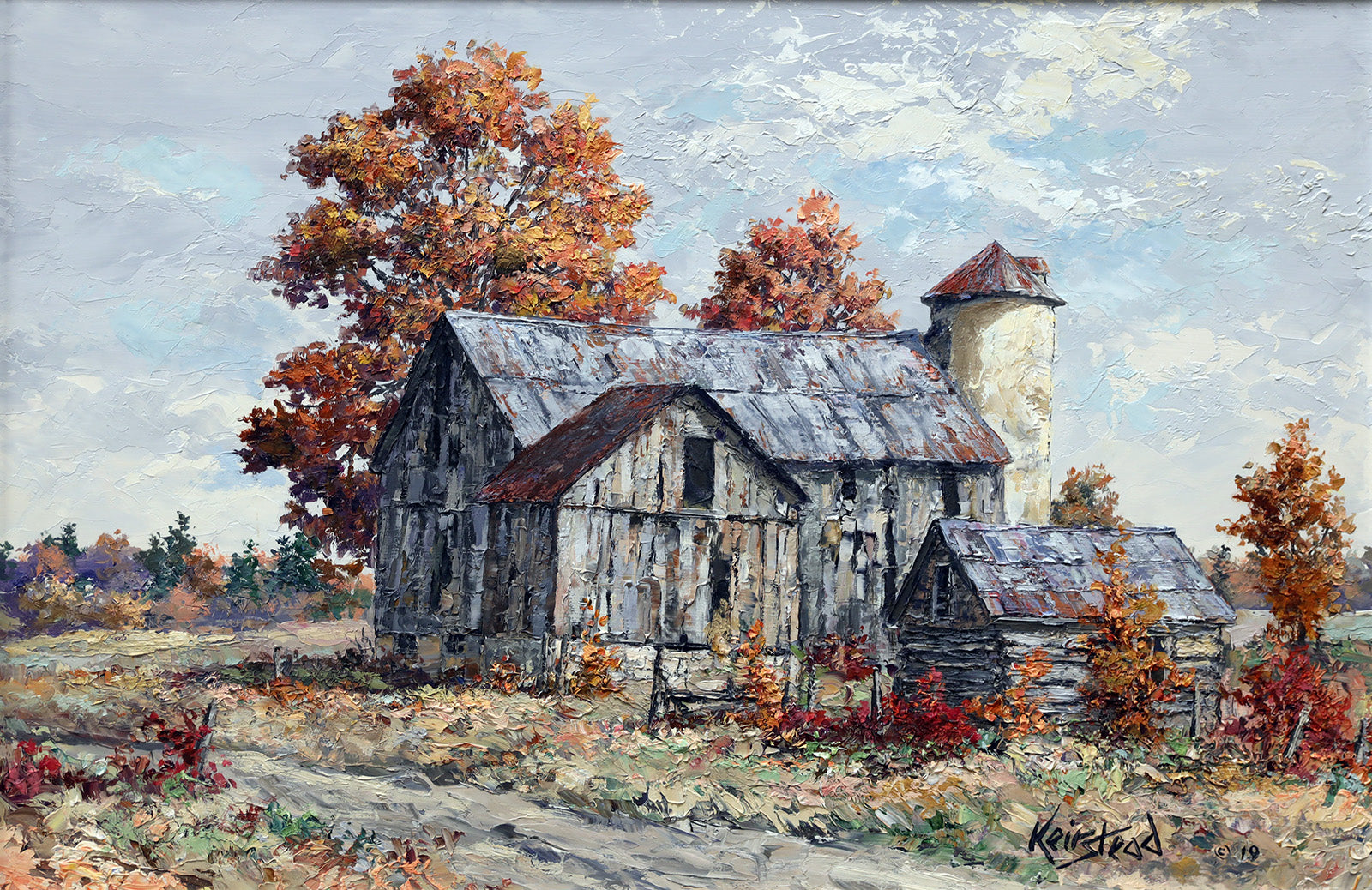 Landscape “Fall Barns Franktown” by James Keirstead – oil on panel.