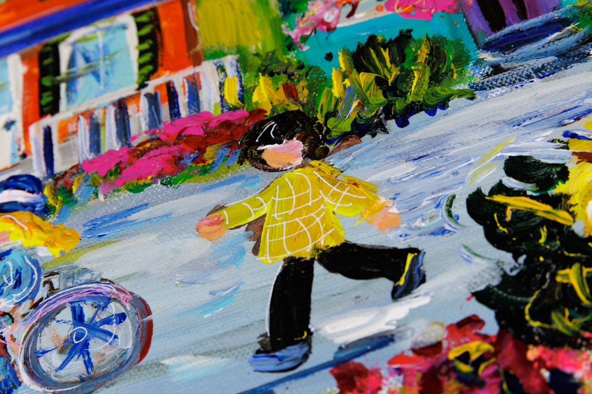 Katerina Mertikas, "Row Homes," detail 3, acrylic on canvas