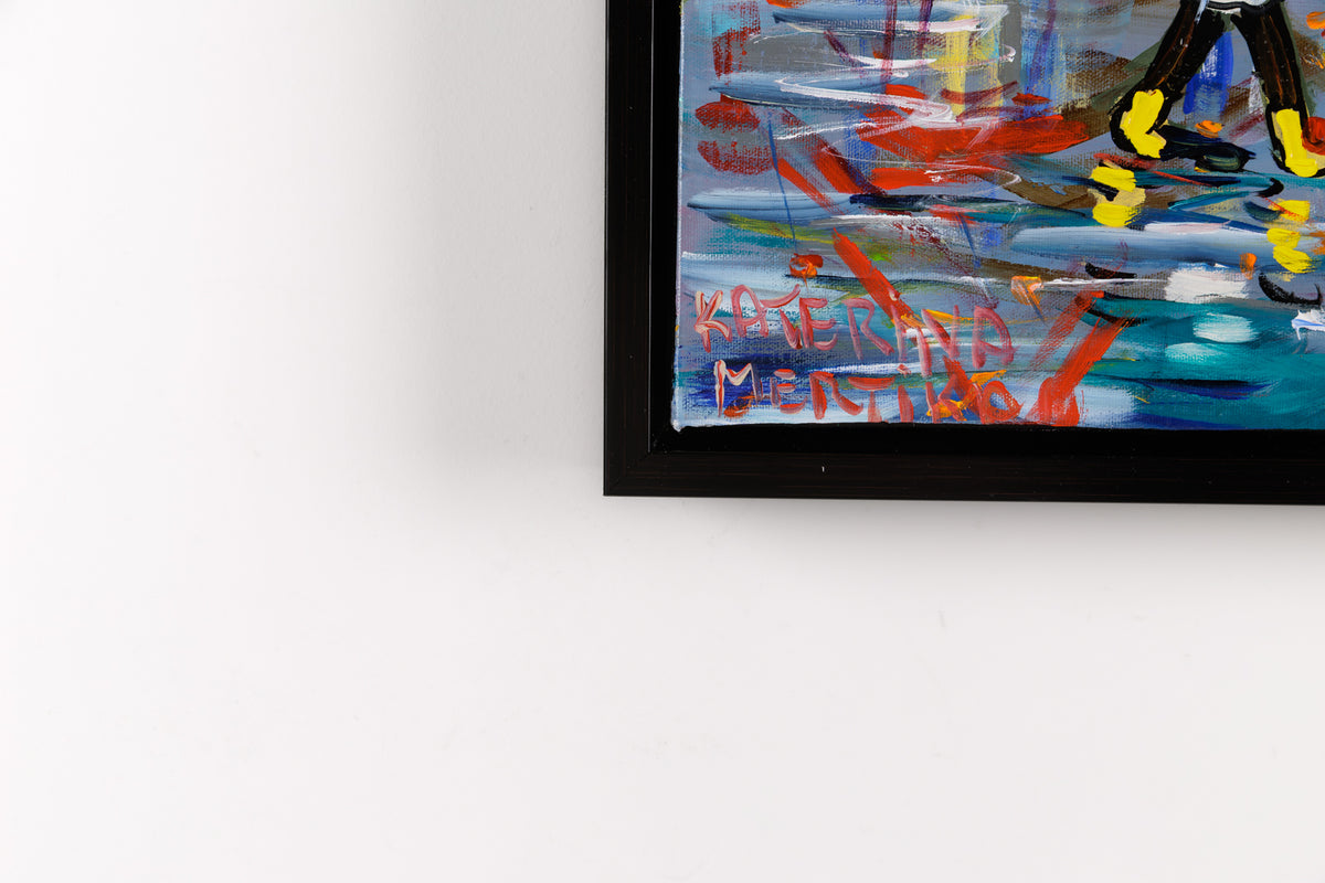 Katerina Mertikas, "Trust The Umbrellas," detail 4, acrylic on canvas