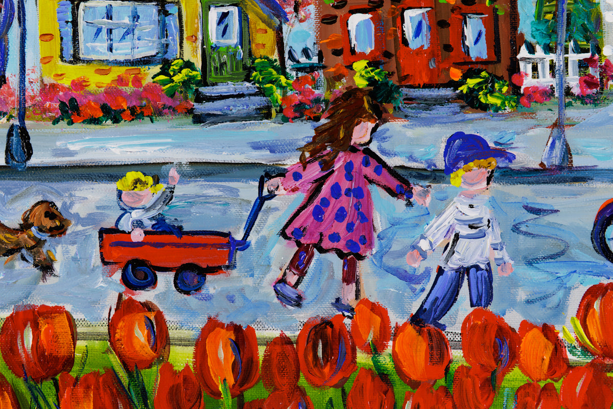 Katerina Mertikas, "Pleasant Walks," detail 1, acrylic on canvas