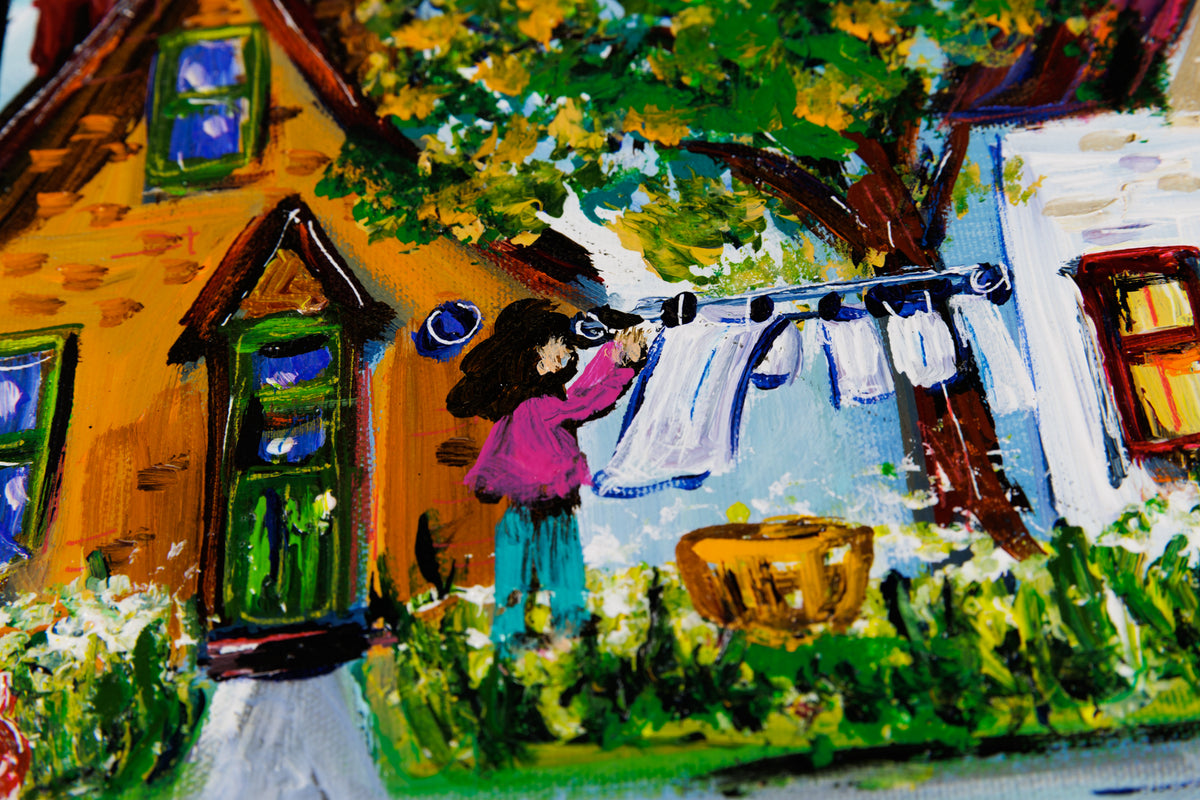 Katerina Mertikas, "My Daily Walk," detail view, acrylic on canvas