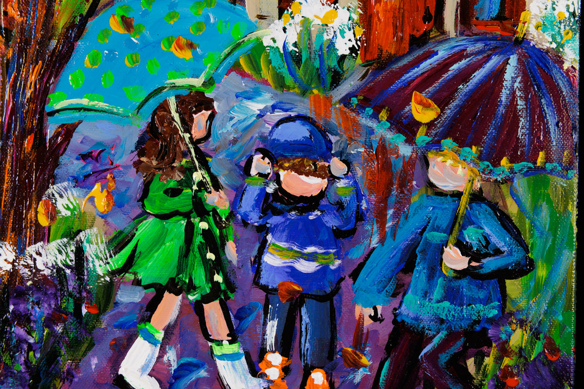Katerina Mertikas, "Wind & Rain," detail view, acrylic on canvas