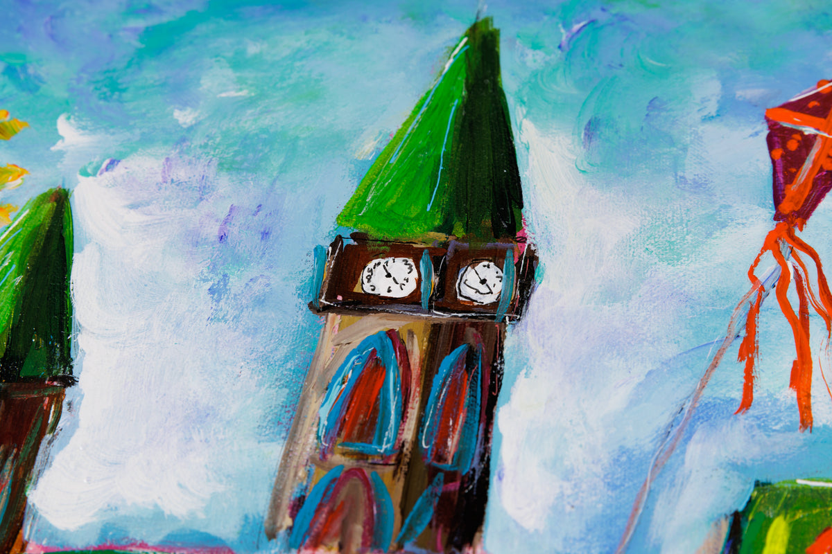 Katerina Mertikas, "Canal Views in Spring," detail view, acrylic on canvas
