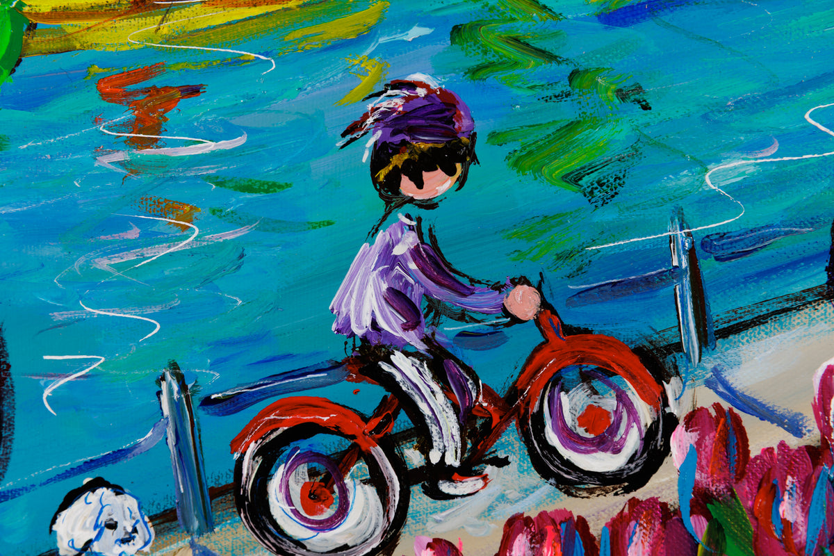 Katerina Mertikas, "Canal Views in Spring," detail view, acrylic on canvas