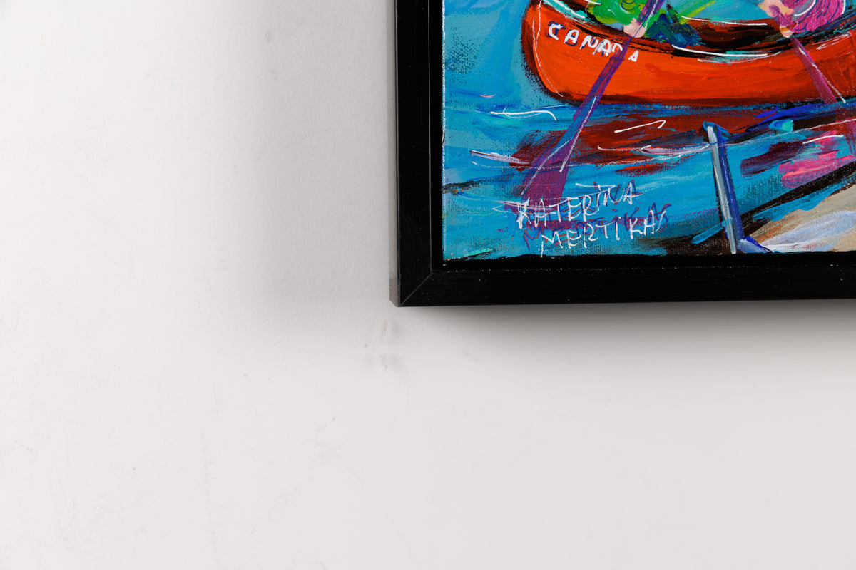 Katerina Mertikas, "Canal Views in Spring," detail view, acrylic on canvas