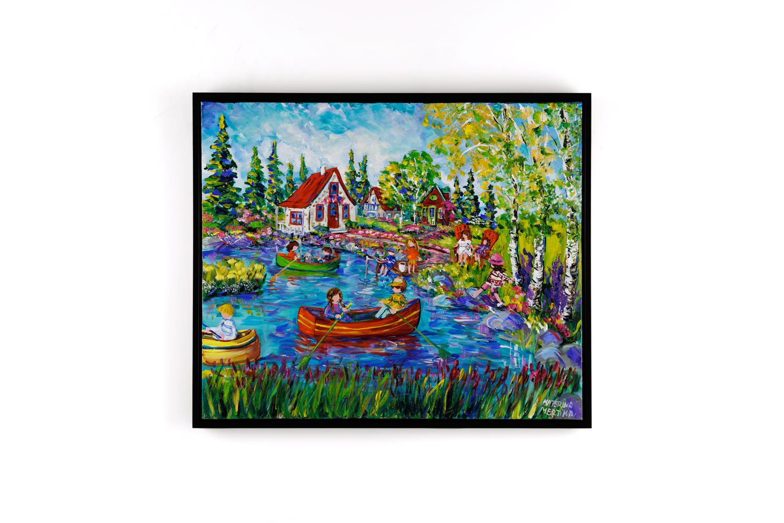 Katerina Mertikas, "By The Lake," detail view, acrylic on canvas