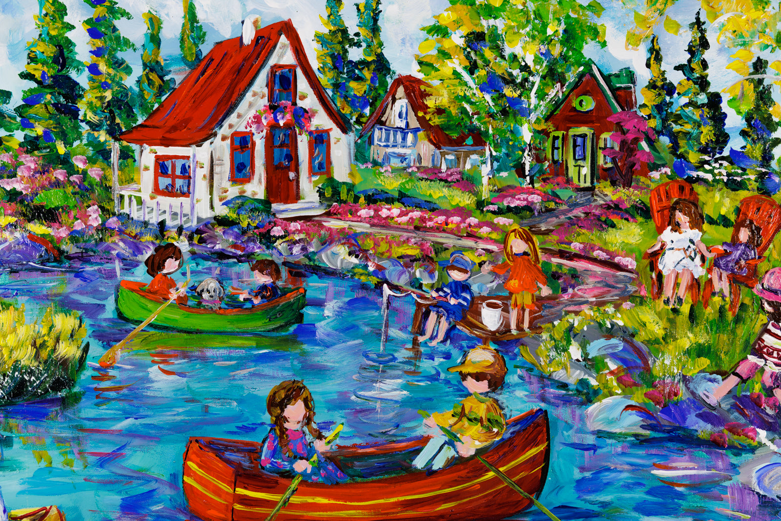 Katerina Mertikas, "By The Lake," detail view, acrylic on canvas