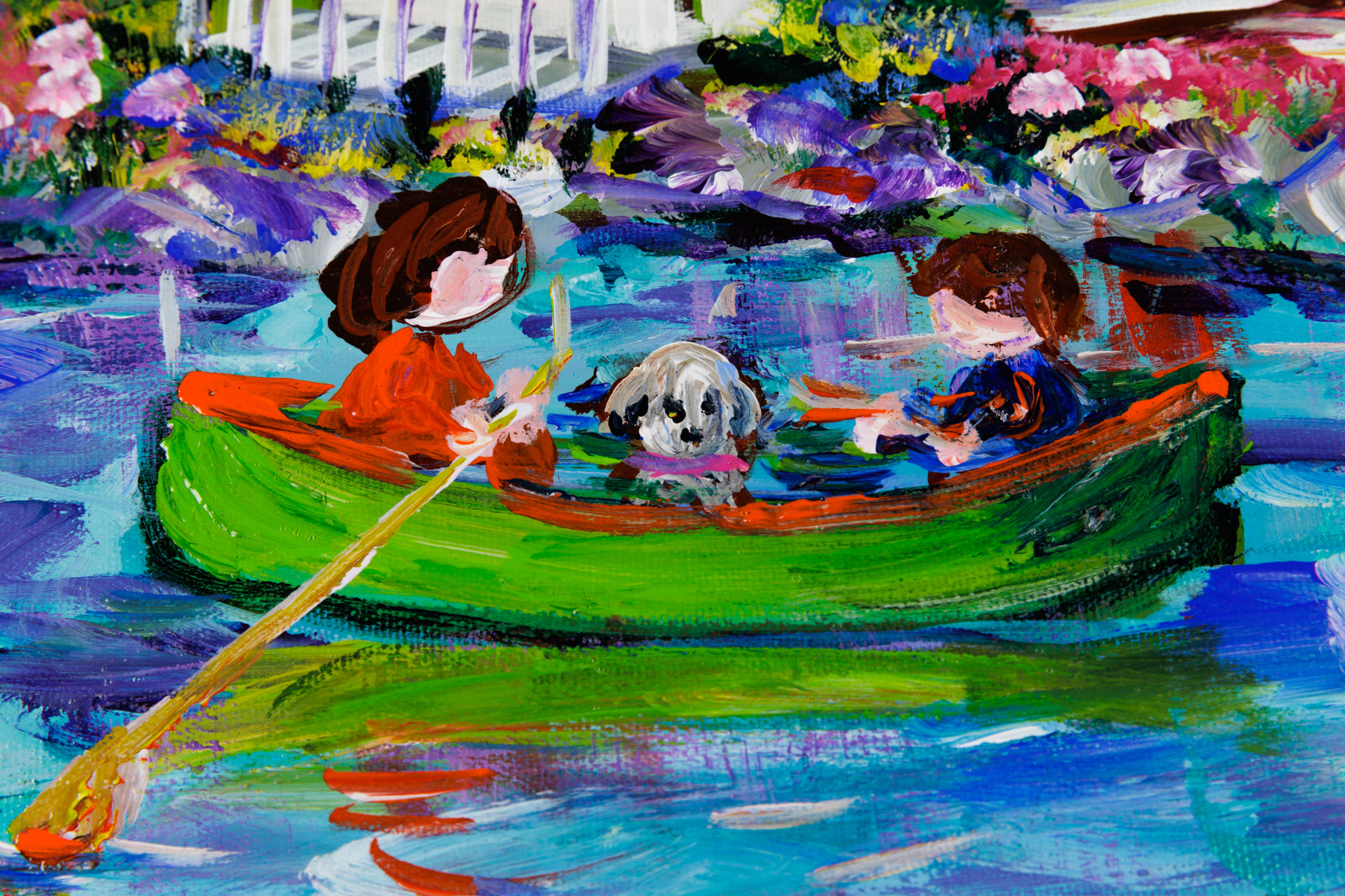 Katerina Mertikas, "By The Lake," detail view, acrylic on canvas