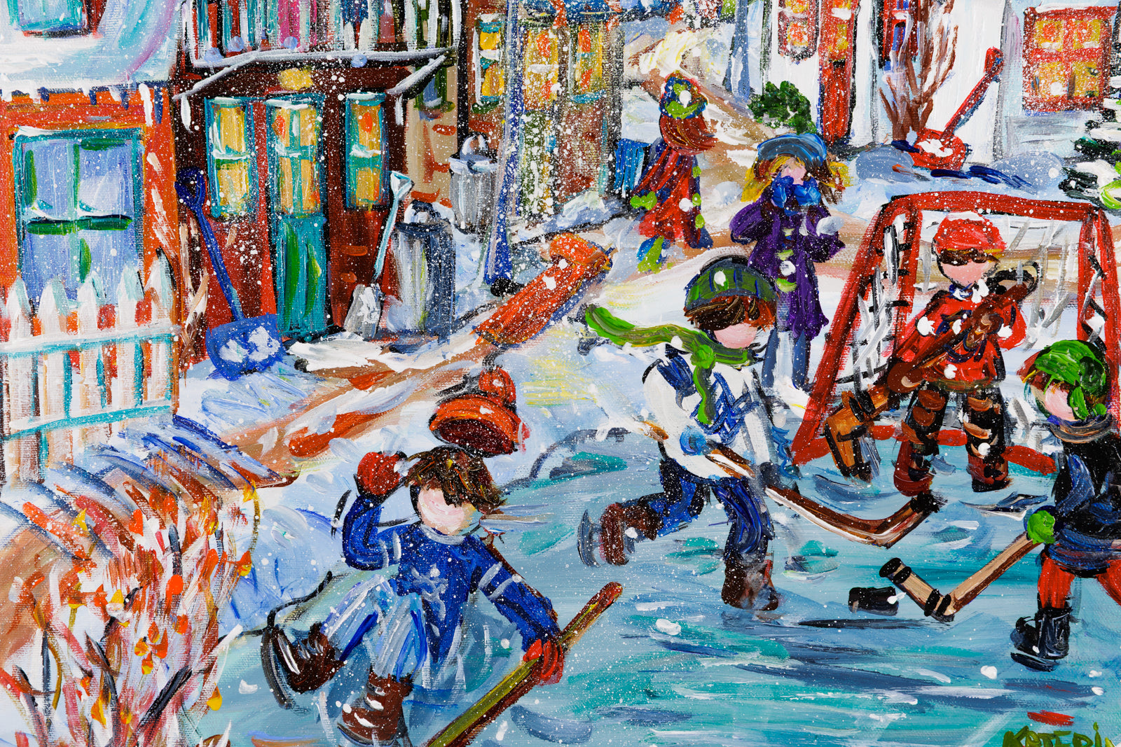 Katerina Mertikas, "Action On The Ice," detail view, acrylic on canvas