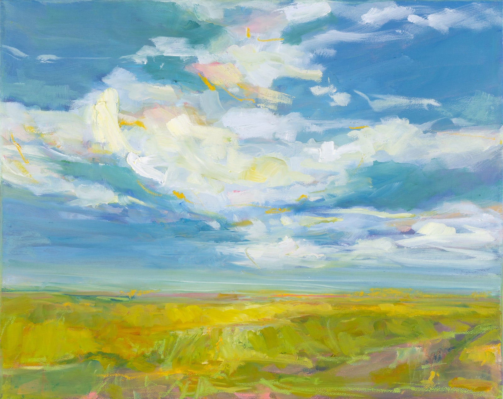 Landscape “Spring Clouds” by Martha Kokkinos – oil on canvas.