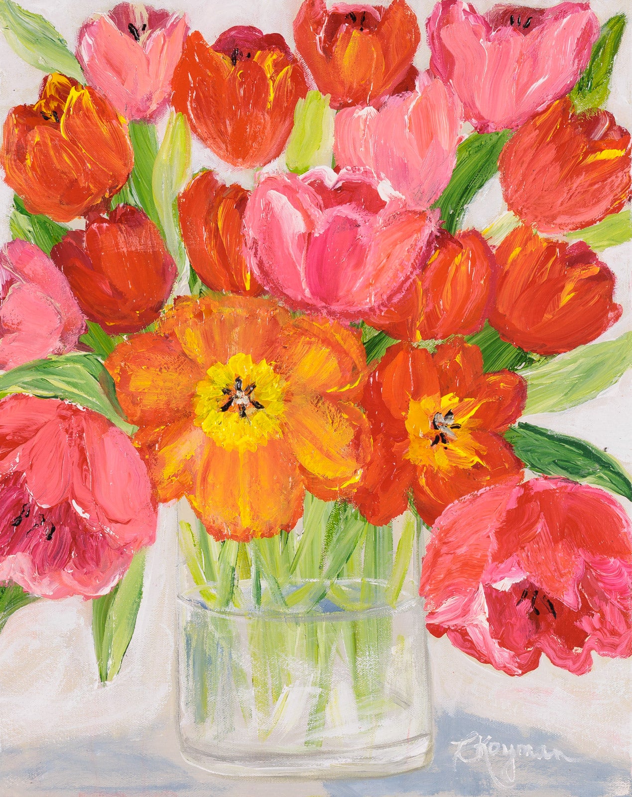 Floral “Springtime Or Bust” by Caroline Koyman – acrylic on canvas.