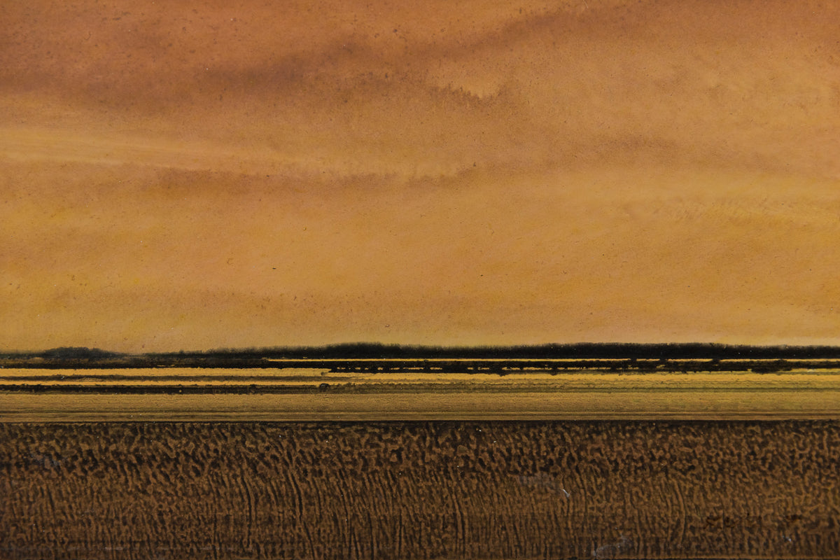 Ken Vincent, "Red Sky Landscape," detail view, acrylic on panel