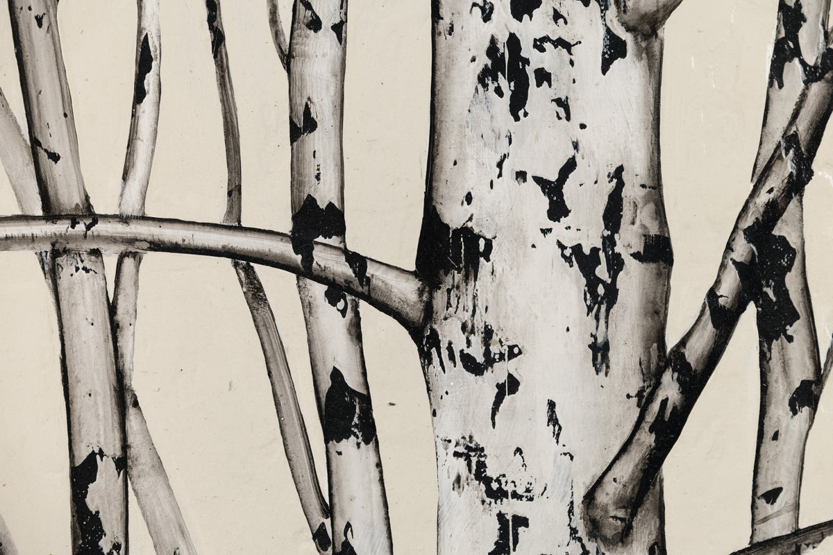 Ken Vincent, "Birches 18," detail view, acrylic on panel