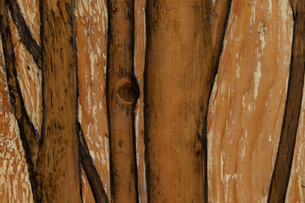 Ken Vincent, "Glossy Birches 34," detail view, mixed media on panel