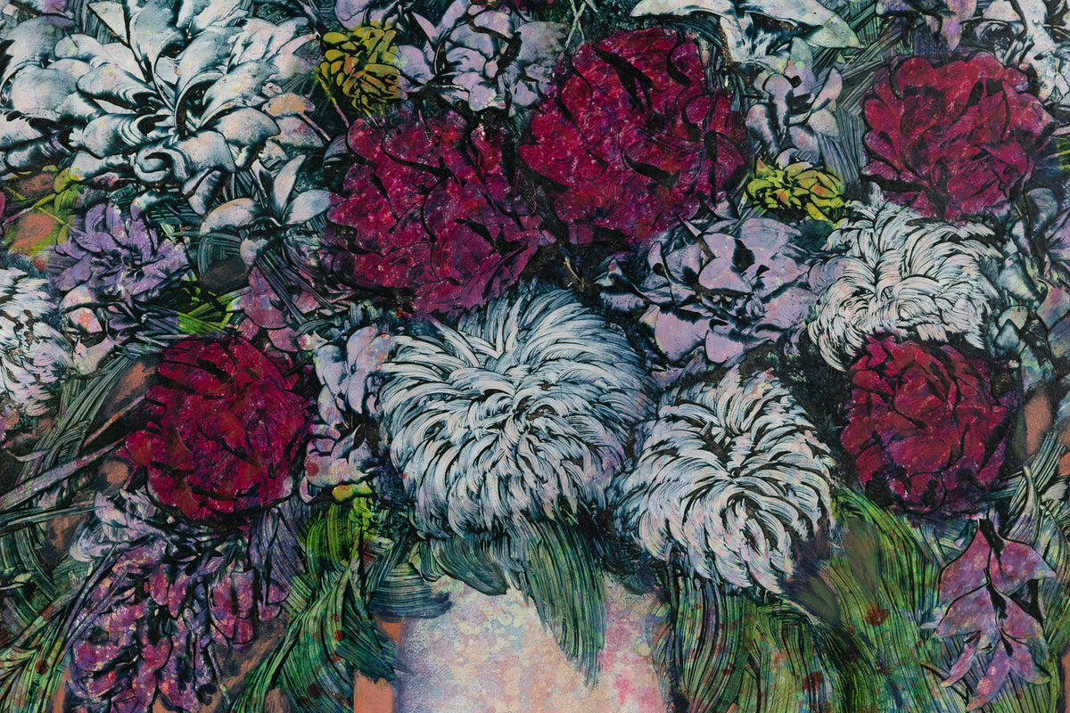 Ken Vincent, "Floral Bouquet," detail view, acrylic on panel