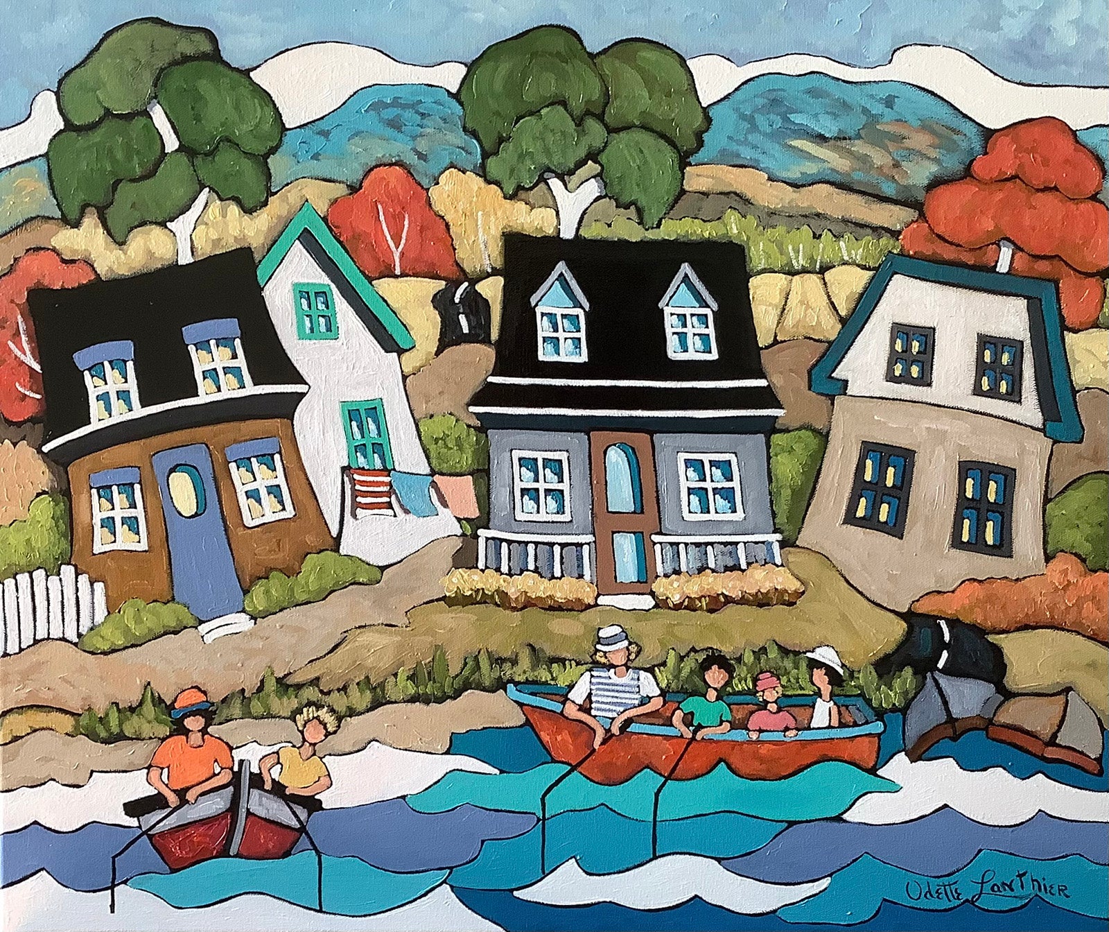 Seascape & Water “La Peche En Famille” by Odette Lanthier – oil on canvas.