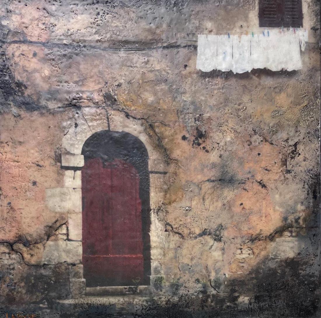 Architecture “Ancient Walls I” by Lee Anne LaForge – encaustic on panel.
