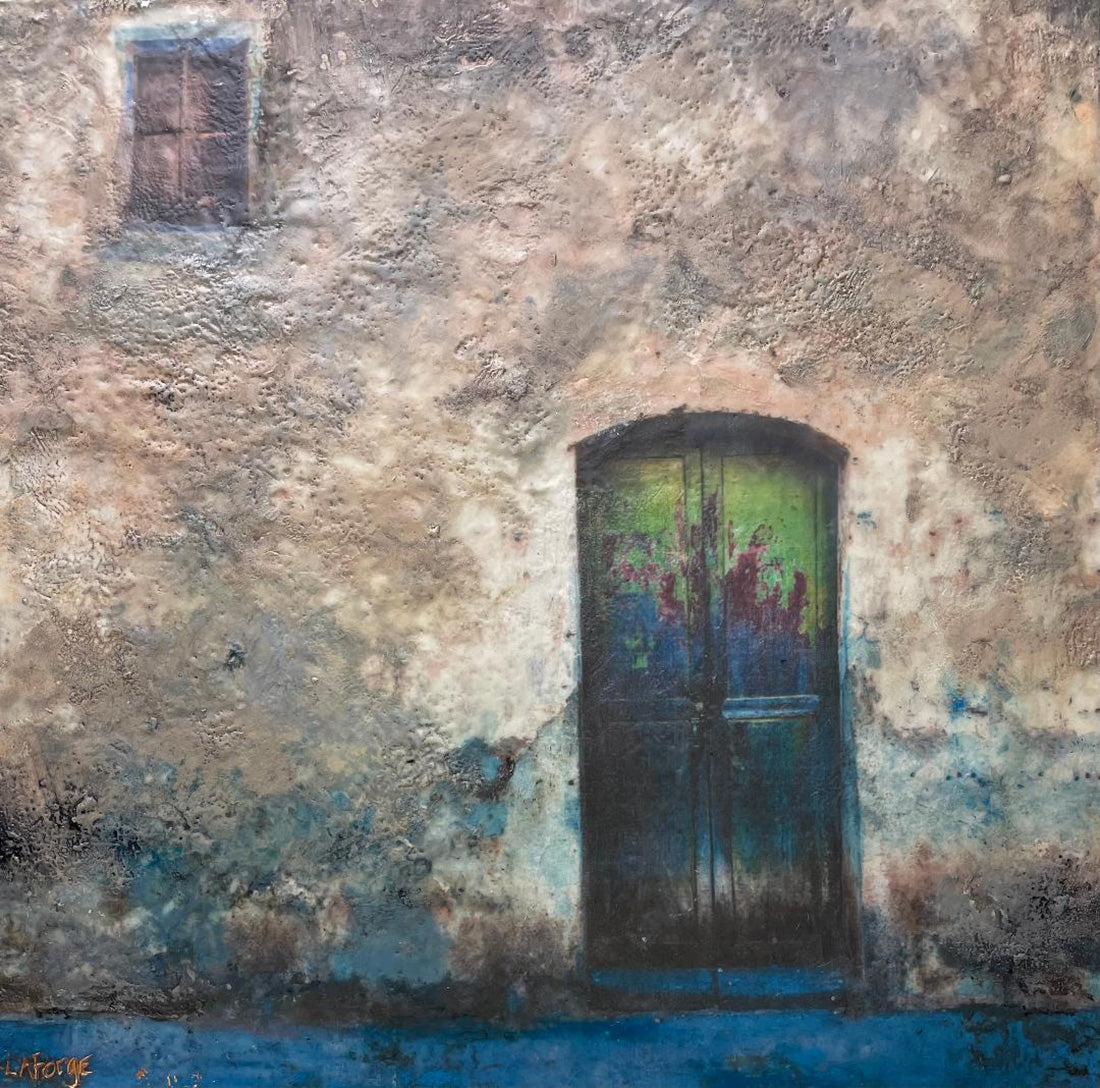 Architecture “Ancient Walls III” by Lee Anne LaForge – encaustic on panel.