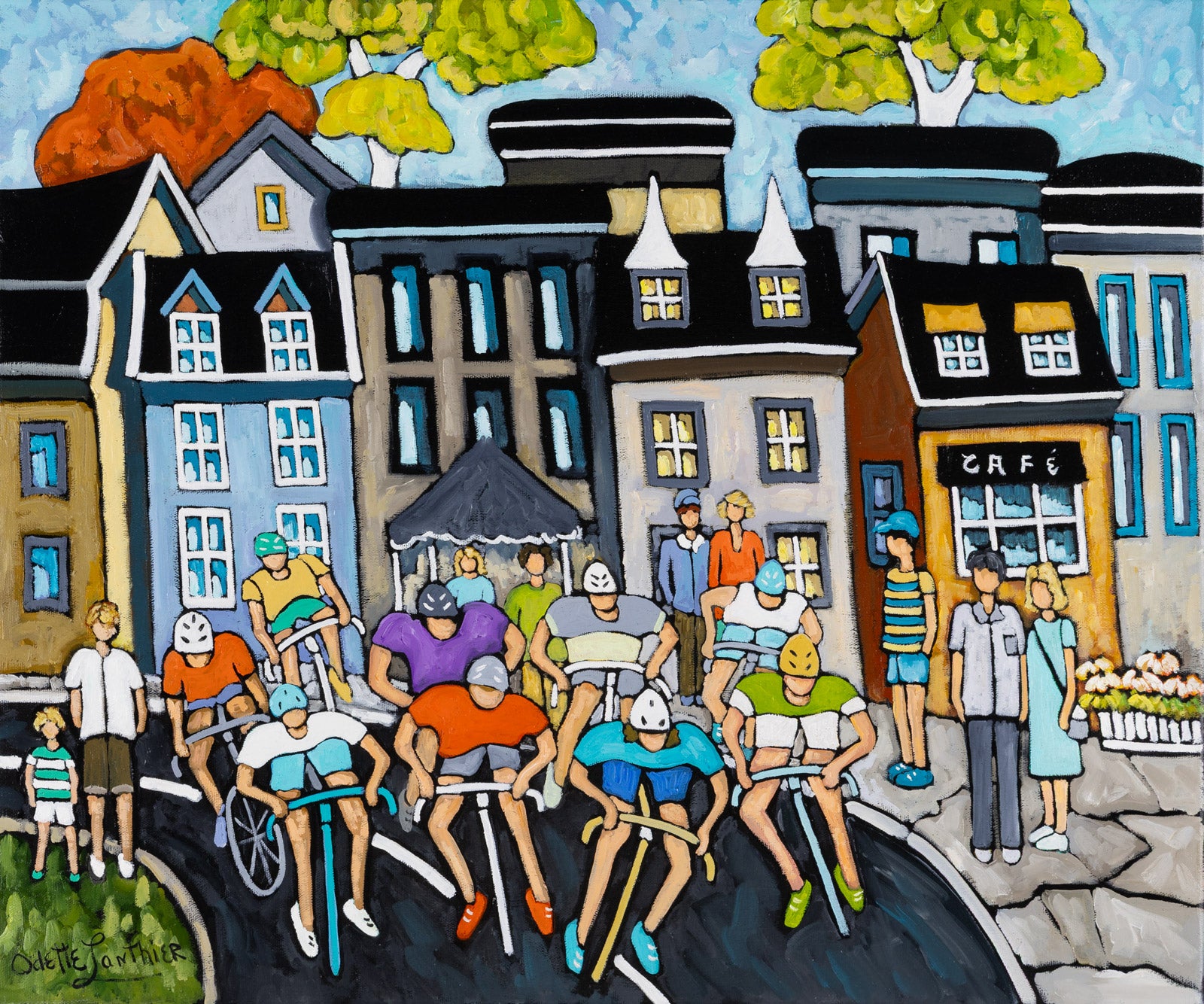 Sports “Le Grand Depart” by Odette Lanthier – oil on canvas.