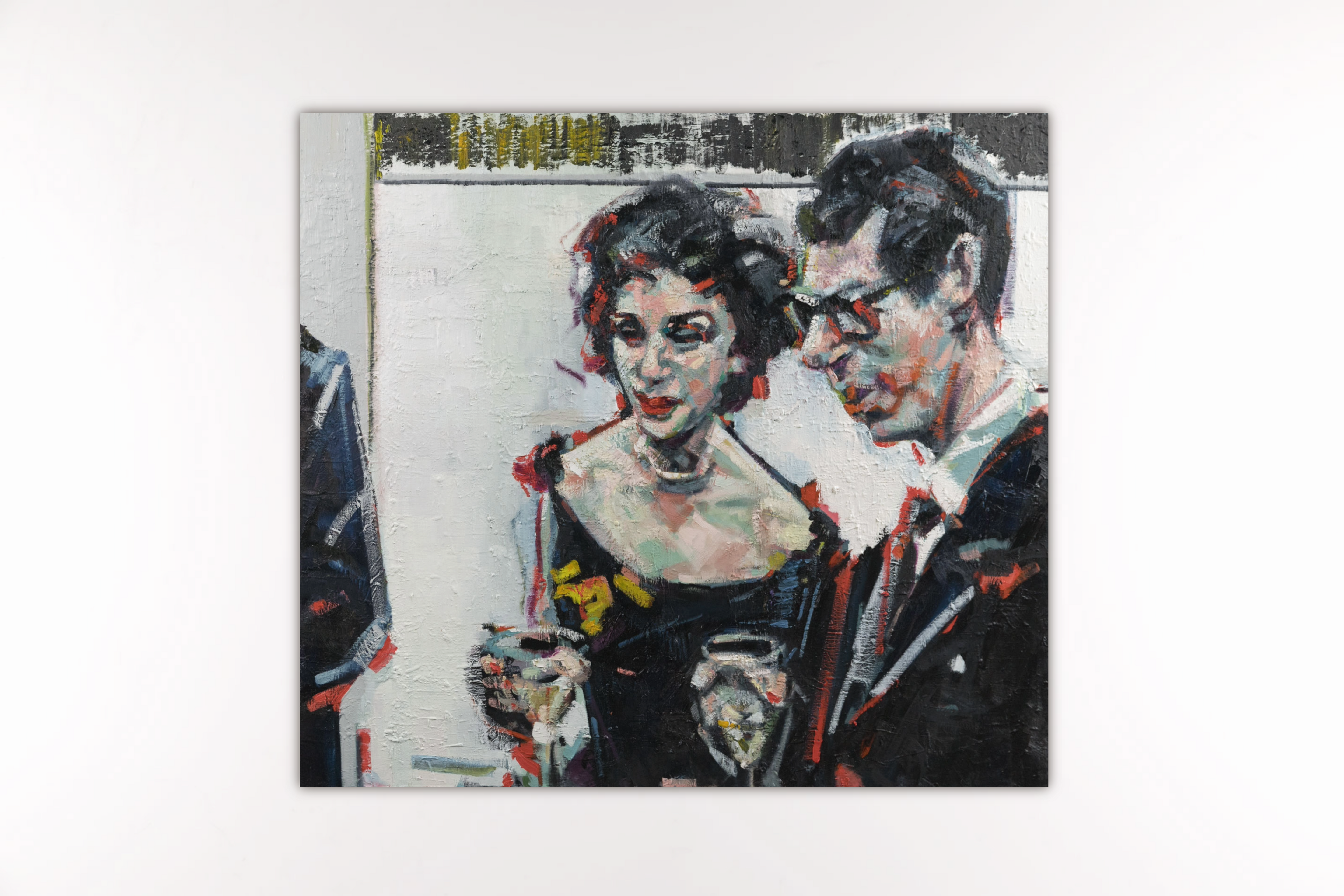 Lorena Ziraldo, "Black Tie & Red Lips," detail view, oil on canvas