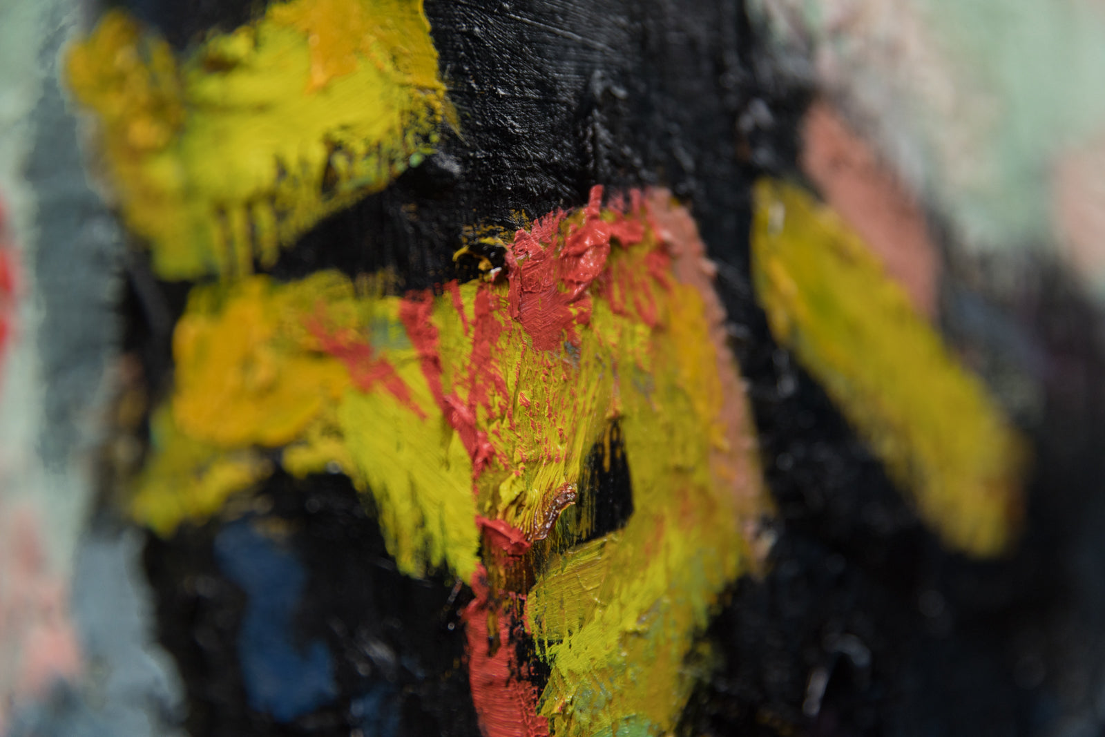 Lorena Ziraldo, "Black Tie & Red Lips," detail view, oil on canvas