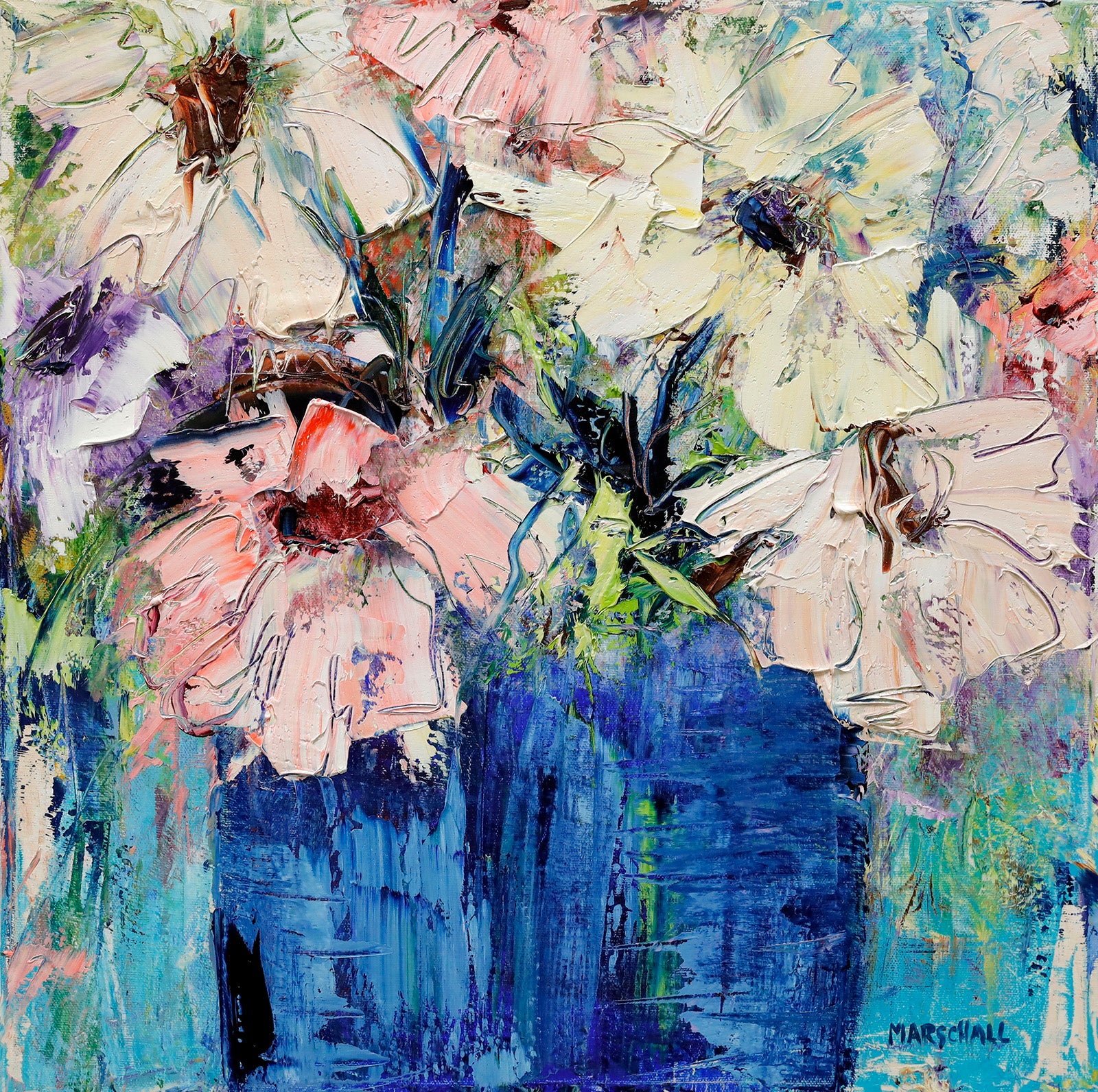 Floral “Sugar, Sugar” by Gerda Marschall – oil on canvas.