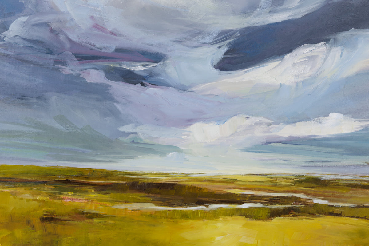 Martha Kokkinos, "September Sky," detail view, oil on canvas
