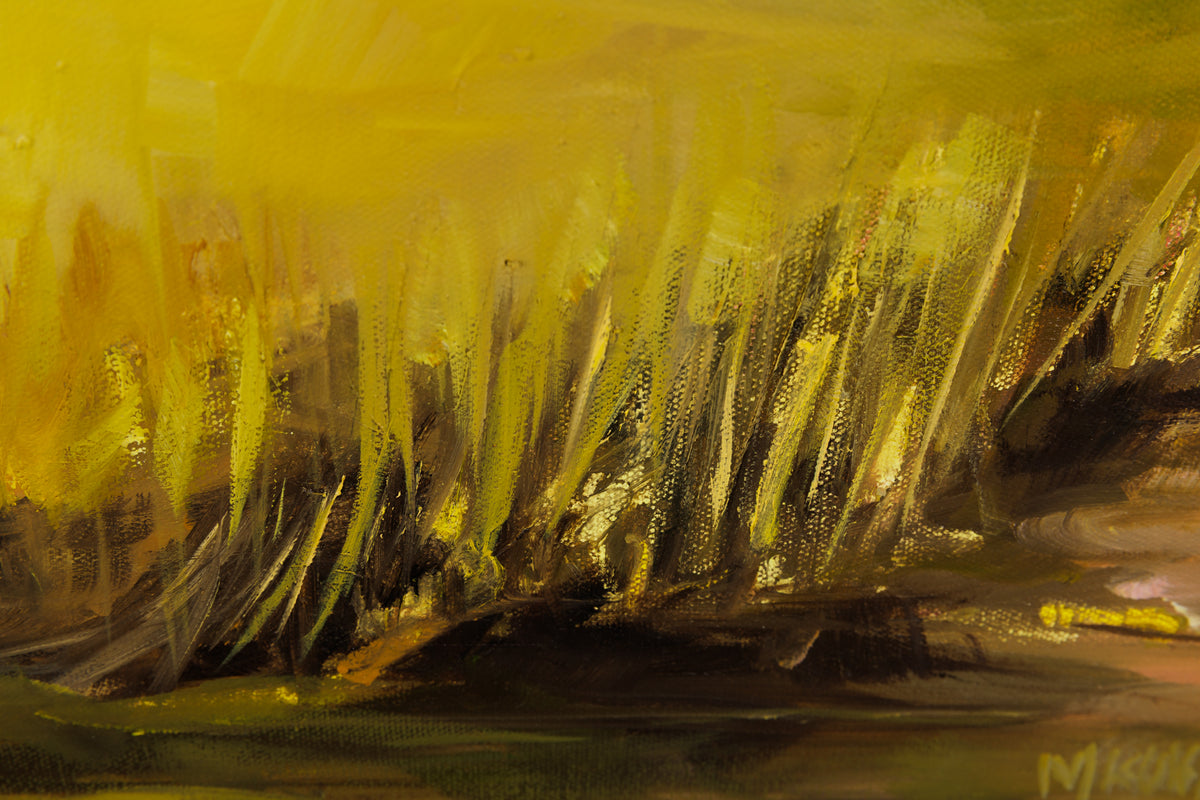 Martha Kokkinos, "September Sky," detail view, oil on canvas