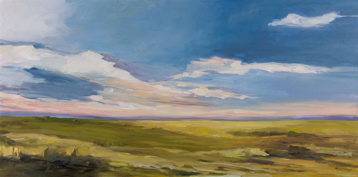 Martha Kokkinos, "Serenity," oil on canvas, 24 x 48 in, contemporary landscape painting, unframed canvas