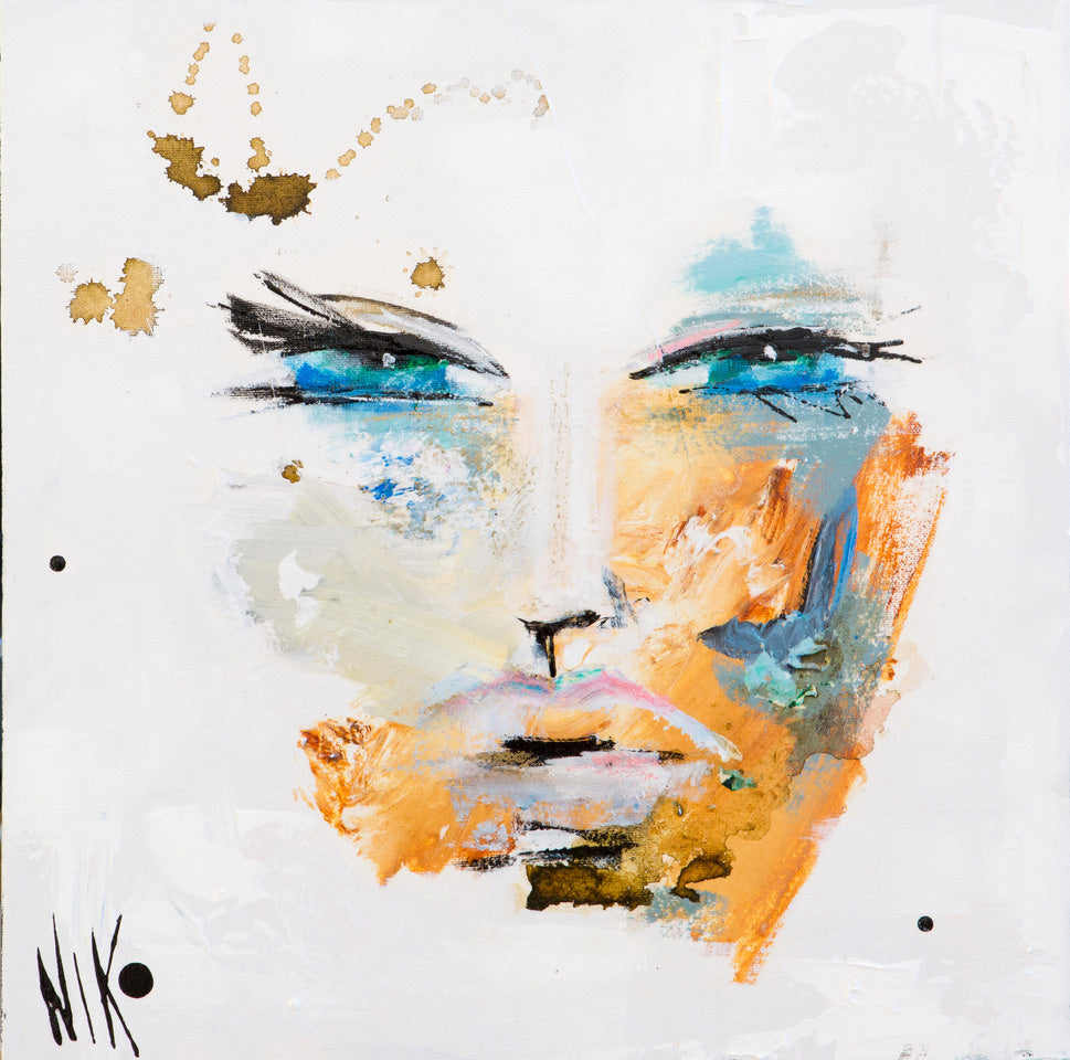 Niko, "Beaute Luminere," print on plexiglass, 12 x 12 in, abstract figurative limited edition print, unframed