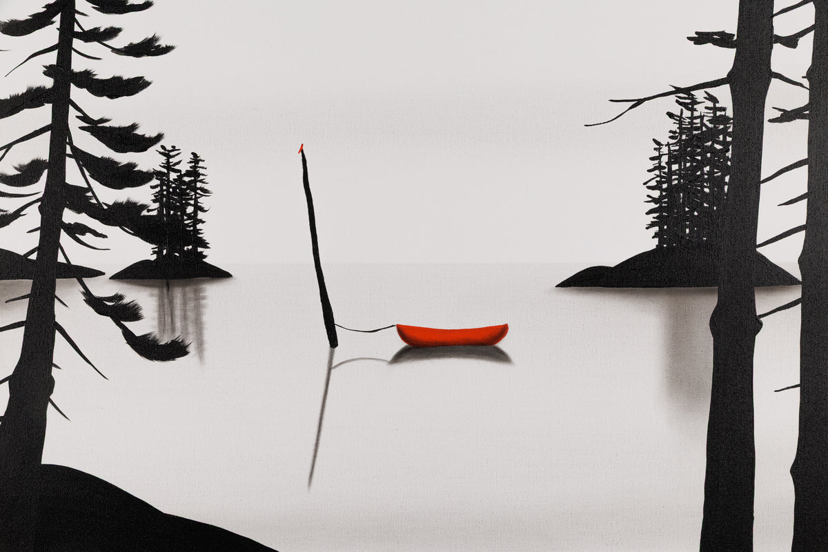 Natasha Miller, "Tucked Away Bay," detail 1, acrylic & charcoal on canvas