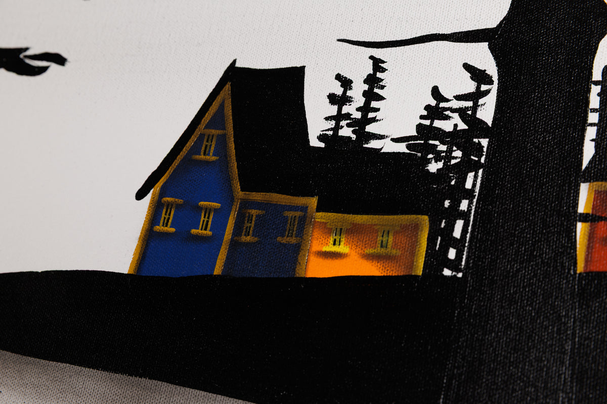 Natasha Miller, "Tucked Away Bay," detail 3, acrylic & charcoal on canvas