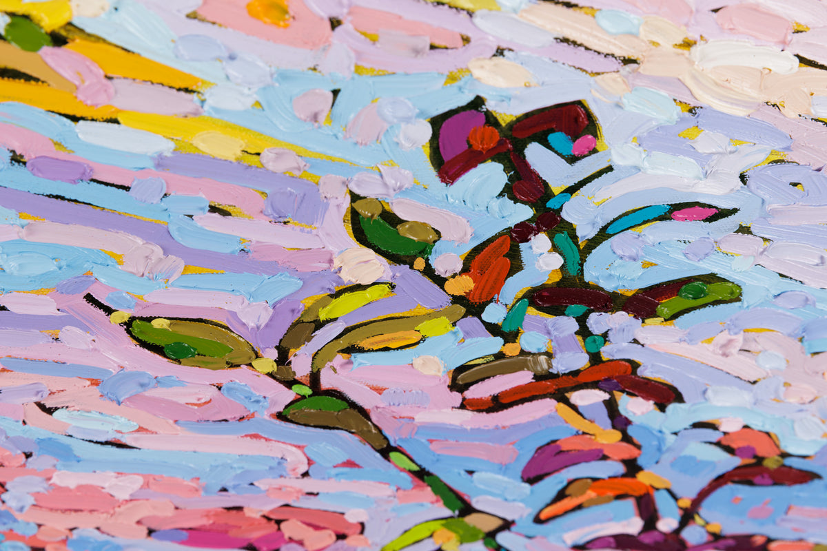 Noémie L. Côté, "Where Autumn Meets Water," detail view, oil on canvas