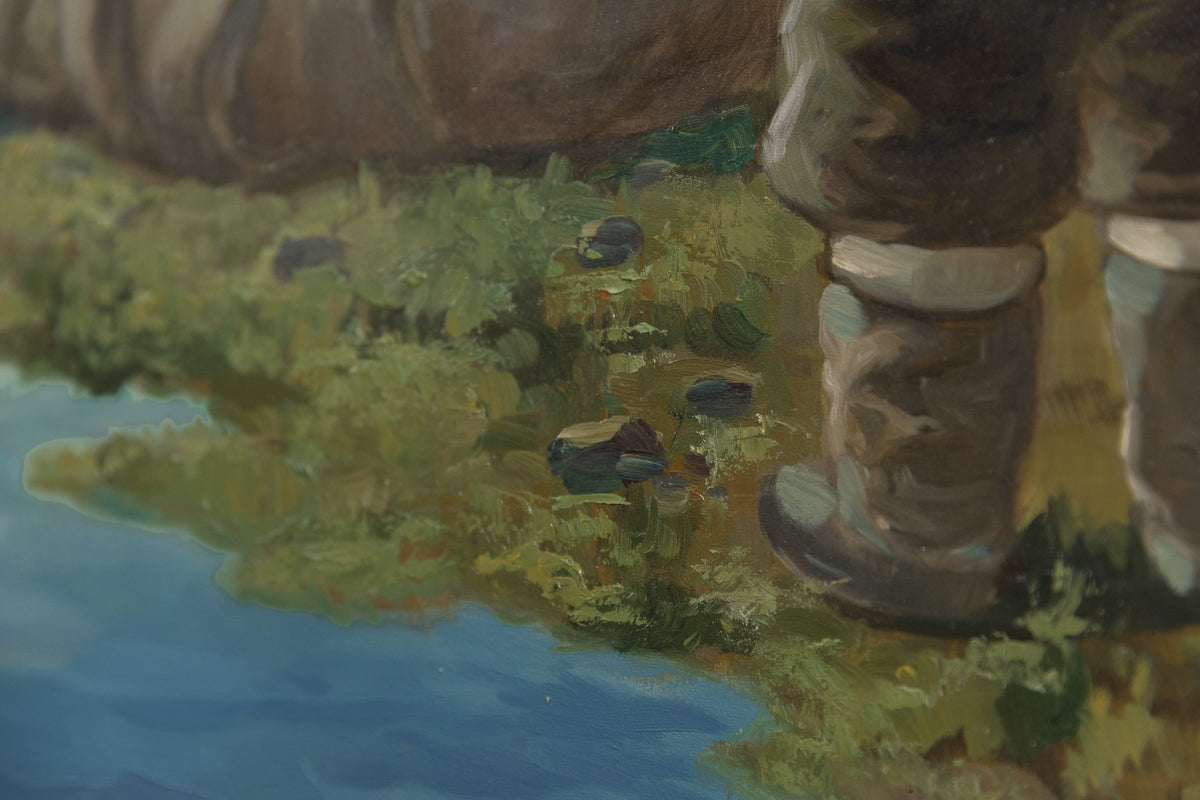 Nori Peter, "At The Campsite, Canadian Arctic," detail view, oil on panel