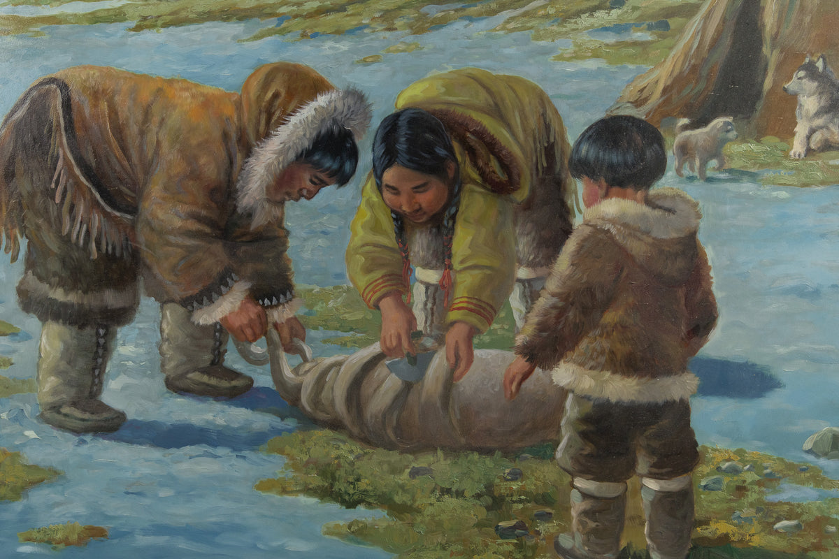 Nori Peter, "At The Campsite, Canadian Arctic," detail view, oil on panel
