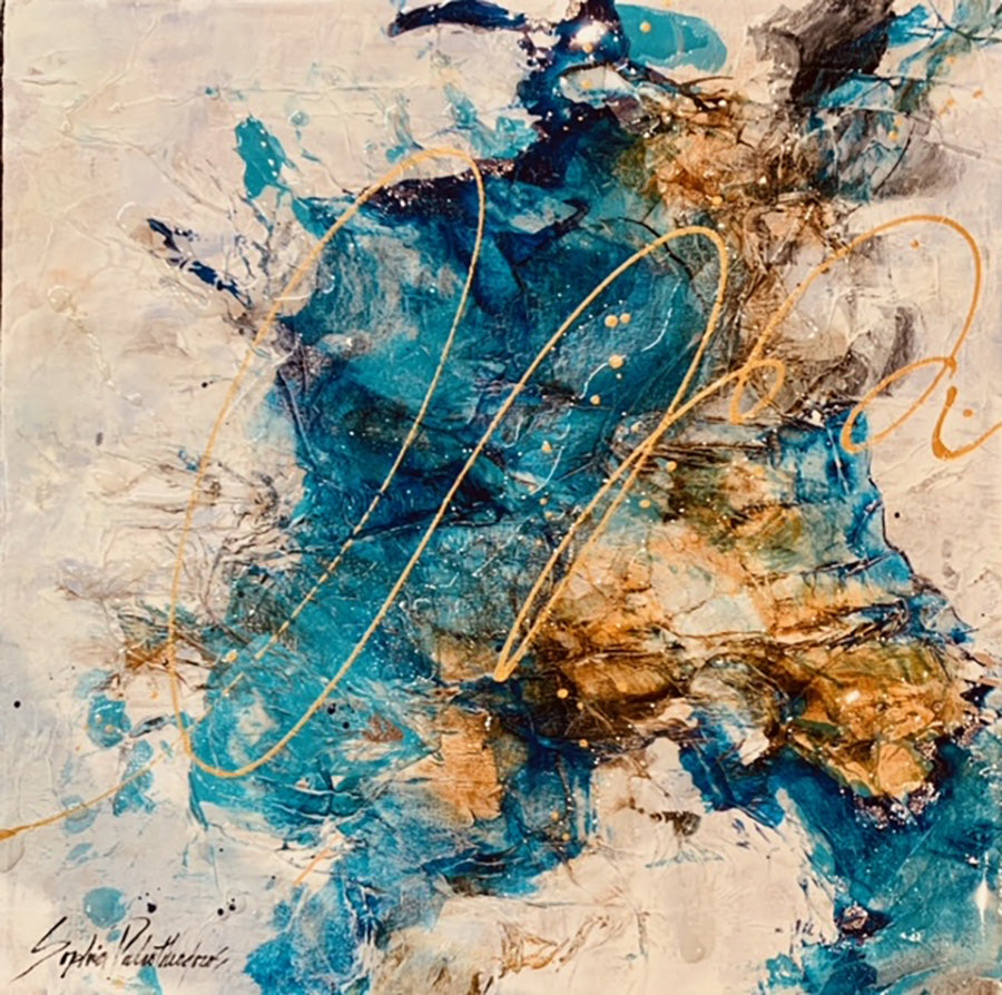 Abstracts “Holy Daydream IV” by Sophia Paleotheodoros – mixed media and resin on canvas.