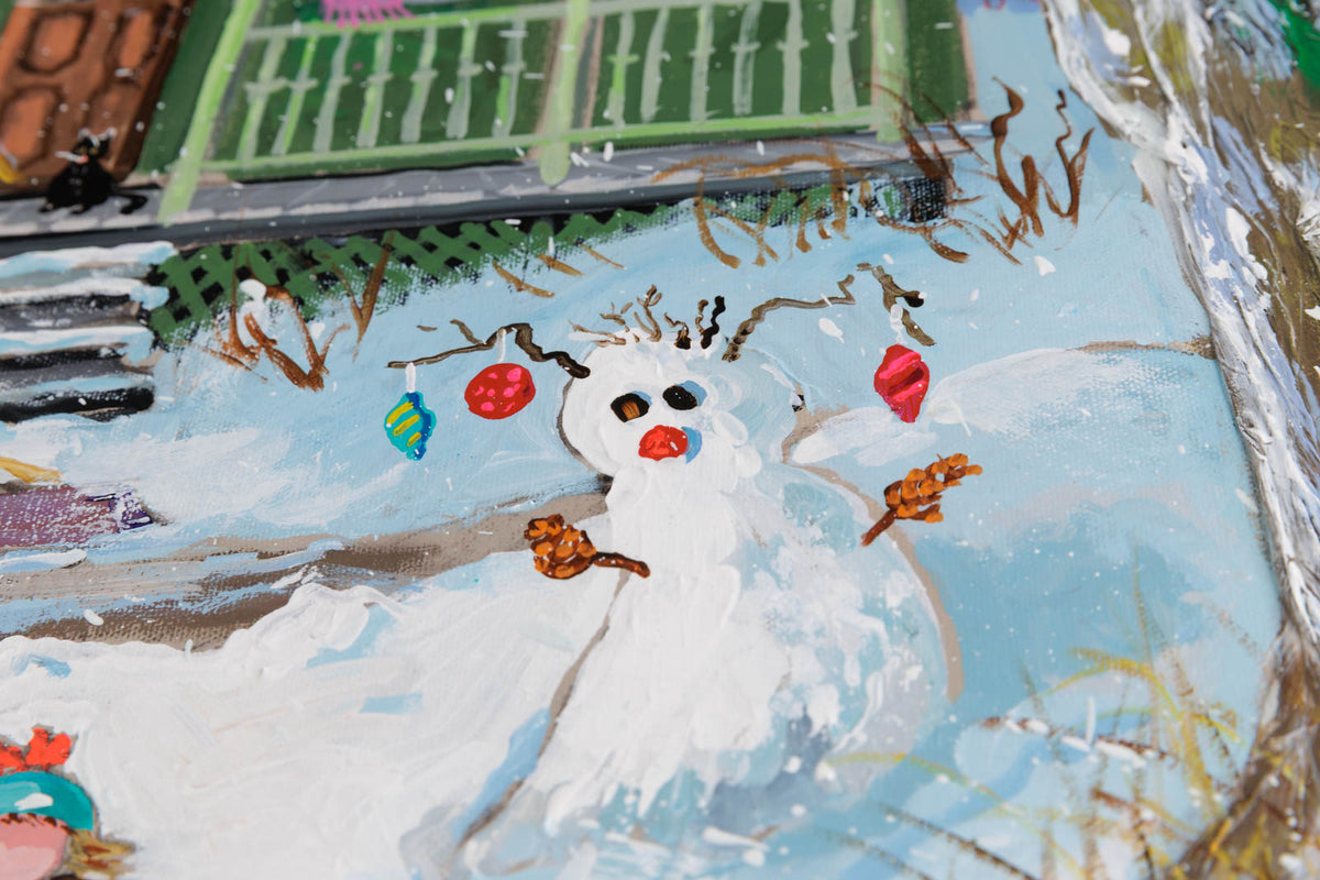 Pauline Paquin, "On Se Prepare Pour Les Olympiques," detail 2, mixed media on canvas