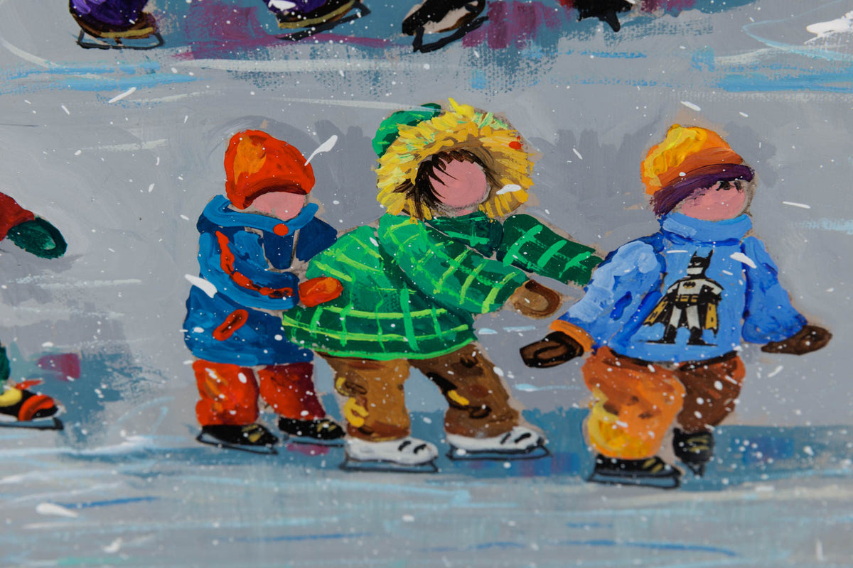 Pauline Paquin, "On Se Prepare Pour Les Olympiques," detail 3, mixed media on canvas