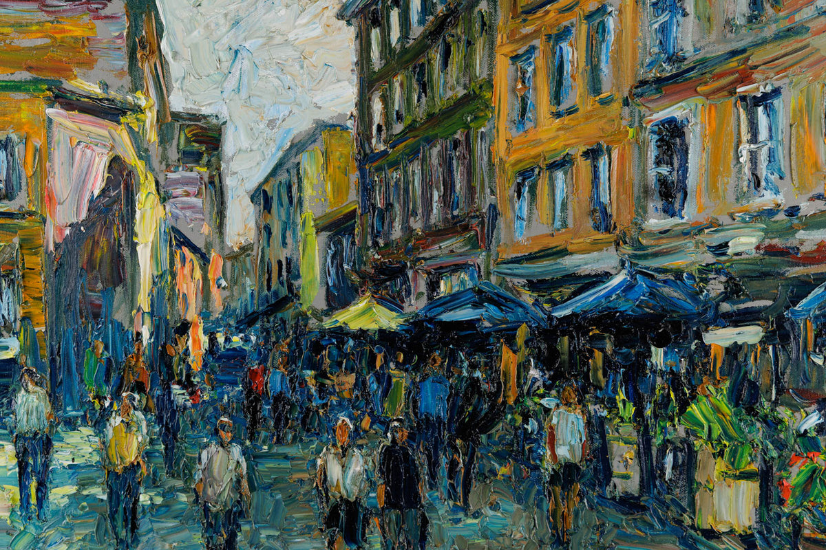 Raynald Leclerc, "Rue Sault-Au-Matelot, Vieux Quebec," detail 1, oil on canvas
