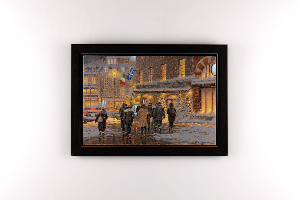 Richard Savoie, "Petite Italie, Montreal QC," full view, oil on canvas, 20 x 30 in